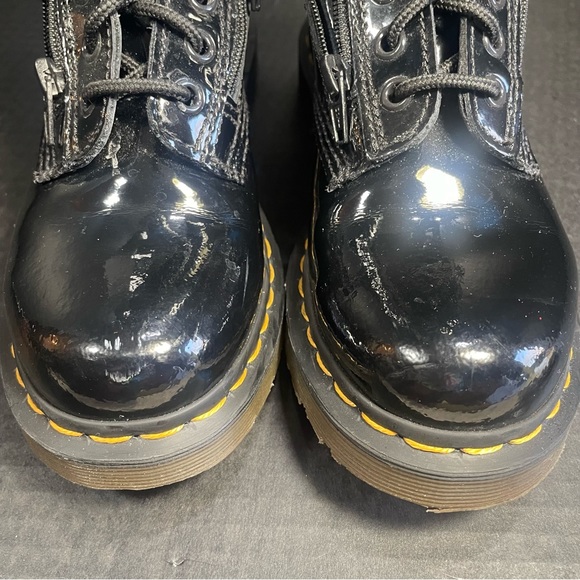 Double Zipper Dr Martens Patent Leather 14 Hole Tall Boots UK 3 US 5 - Picture 7 of 15